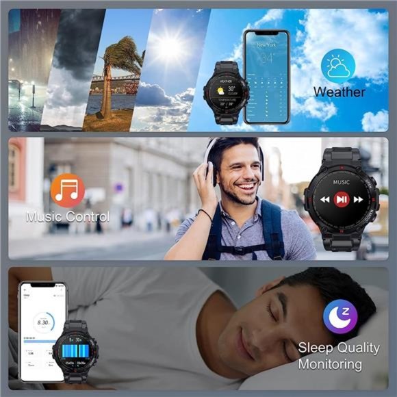 Military Smart Watch for Men Outdoor Tactical Smartwatch, ip67 Waterproof Rugged - Picture 5 of 6